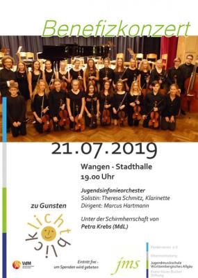 Plakat: Benefizkonzert Jugendsinfonieorchester am 21.07.2019 - 19.00 Uhr